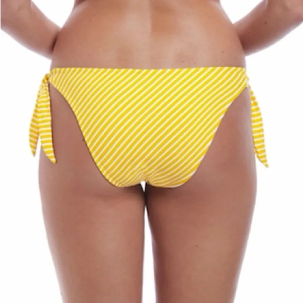 FREYA Women Medium California Beach Hut Yellow Stripped Bandeau Bikini Bottom‎